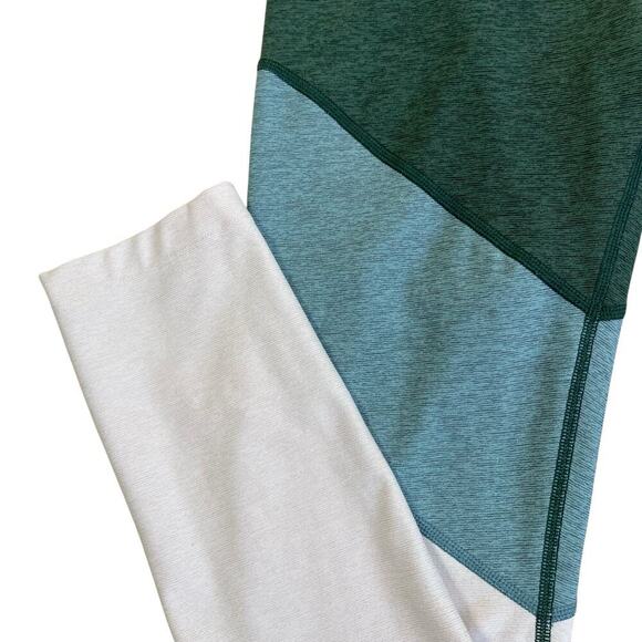Outdoor Voices Tri Toned 7/8 Spring Leggings Green Teal Cream Activewear Running - Picture 9 of 15